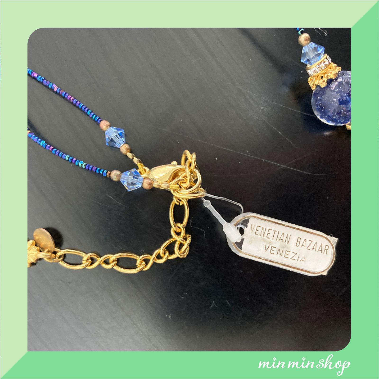 ヴェネチアンガラス／ネックレス＊約55cm＊コバルトブルー＋