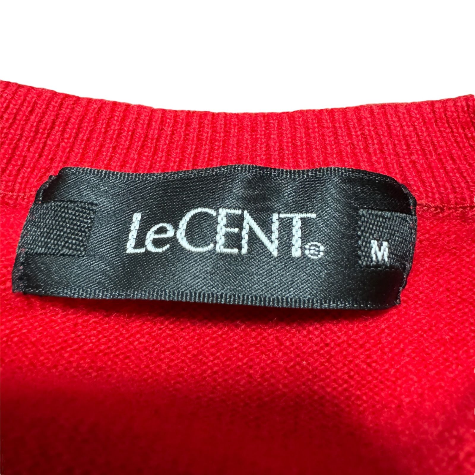 未使用品 レセント LeCENT カシミヤ ニットベスト L 赤系 レッド Vネック 刺繍 リブ タグ付 レディース RE71 【美品】 LeCENT レセント ニットベスト カシミヤ レッド