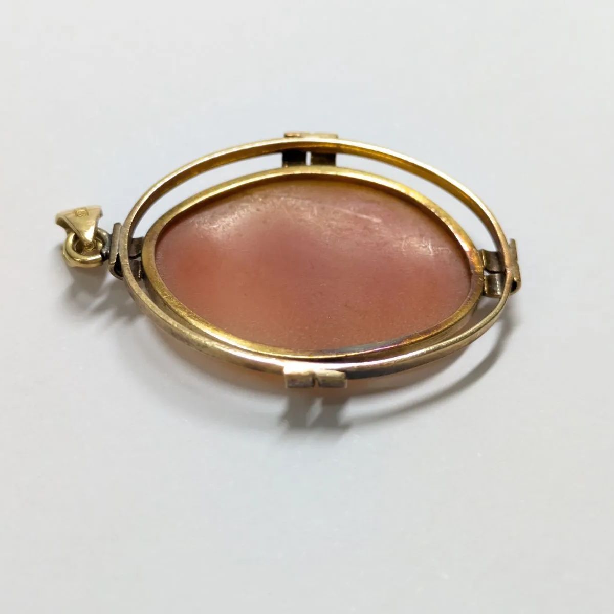 O02)良品 K18 シェル カメオ 30.8×25.0mm 4.5g ネックレス