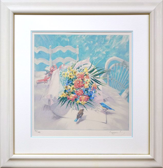 笹倉 鉄平 ブレストンコートにて 版画 本人直筆鉛筆サイン入 作品保証書付 光の情景画家 小竹美術