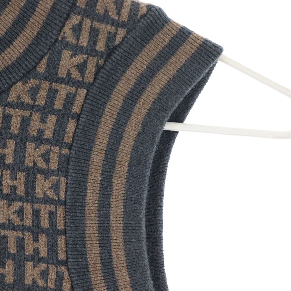 2025新入荷 (キス) KITH モノグラム ブラウン ニットベスト コットン トップス