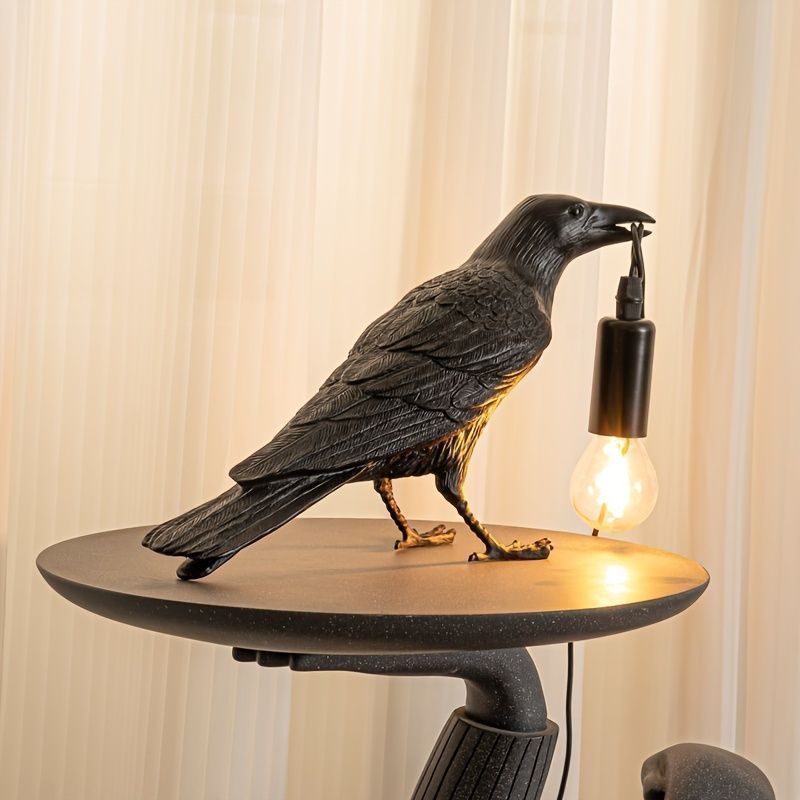 ランプ　電気　鳥　テーブル　照明USBケーブル付き　かわいい 照明 テーブルランプ インテリア リアル カラス カラスランプ