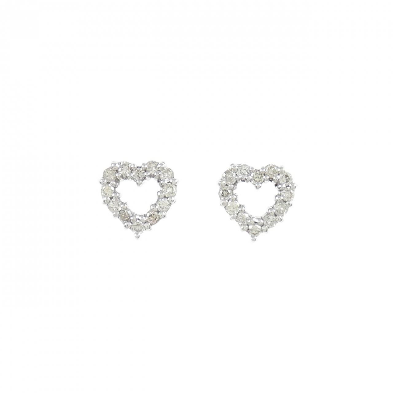 K14WG ハート ダイヤモンド ピアス 0.2CT