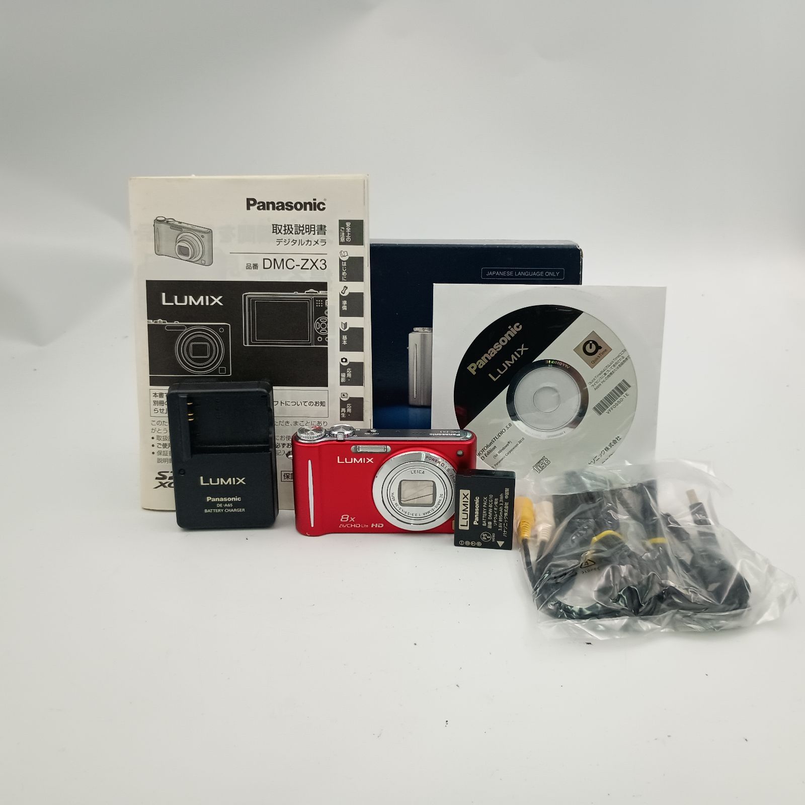 【極美品】 動作品 パナソニック DMC-ZX3 デジカメカメラ コンデジ 赤 Panasonic LUMIX DMC-ZX3 Compact Dijital Camera Red