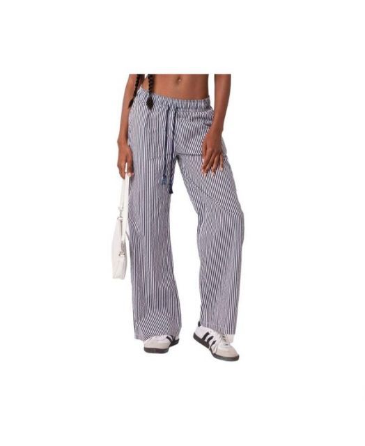 【送料無料】 アディクテッド レディース カジュアルパンツ ボトムス Seaside Striped Pants Navy/ white