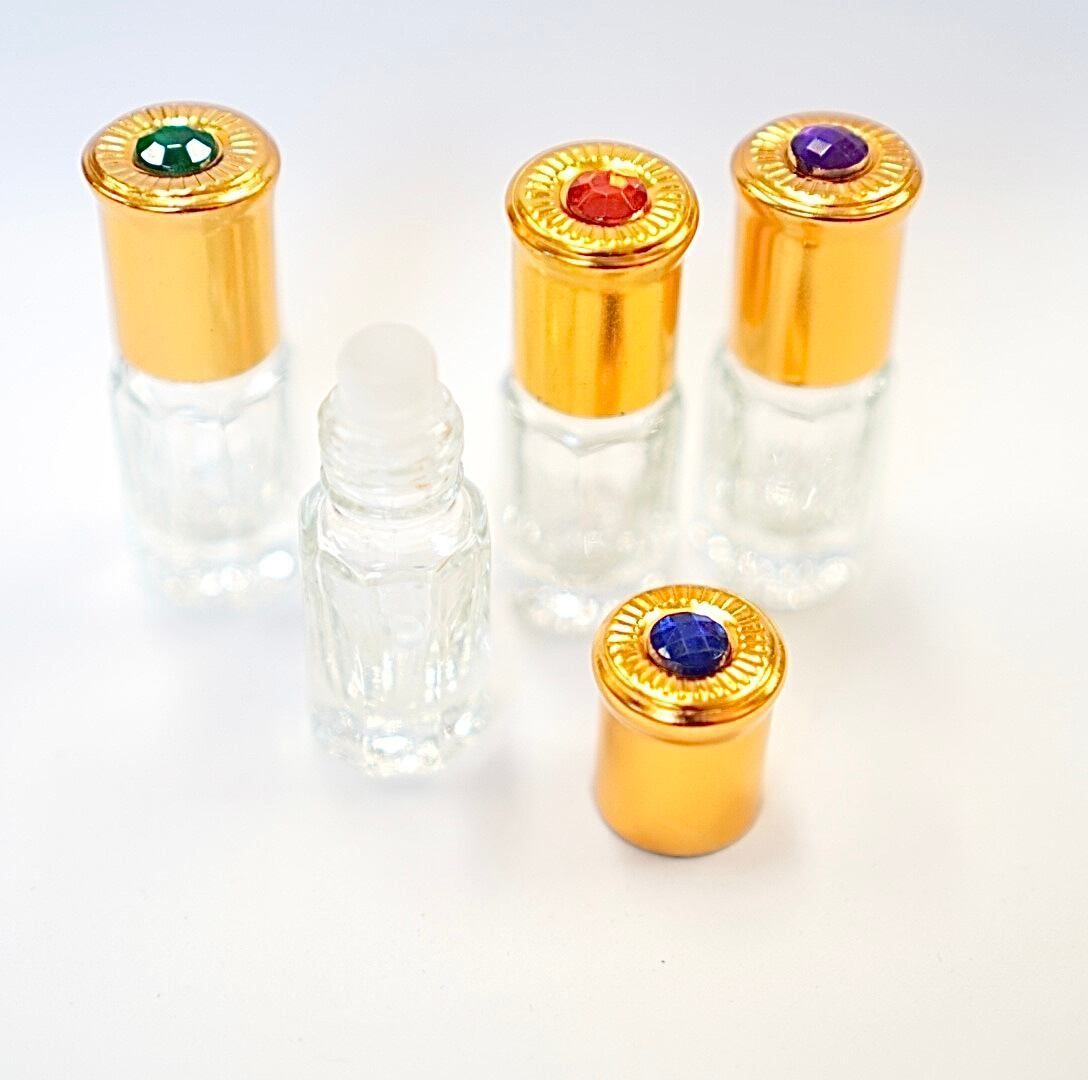 ミニガラスロールオンボトル】3ml ゴールドキャップ 詰替 ガラス 携帯