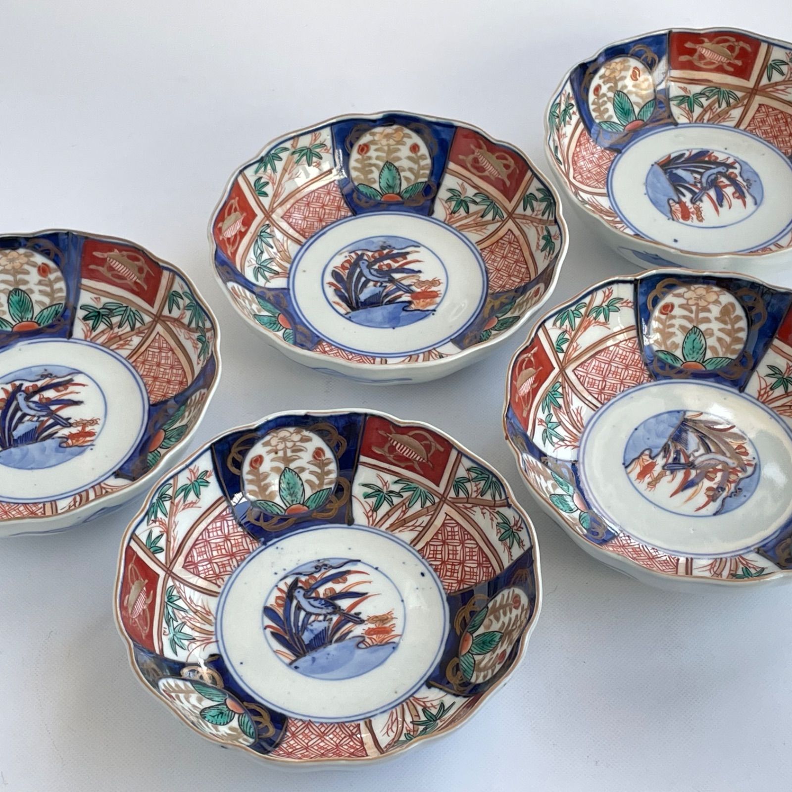 148 色絵 花鳥図 骨董 アンティーク 伊万里 膾皿 5枚セット - メルカリ