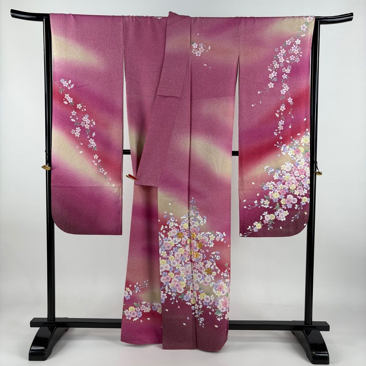 振袖 身長153-168cm 白　ピンク　桜　鹿の子の凹凸のある生地　正絹 重ね衿 振袖 伊達衿 正絹 成人式 ピンク 小豆色 オフホワイト