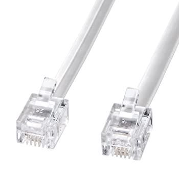 サンワサプライ モジュラーケーブル 白 10m TEL-N1-10N2