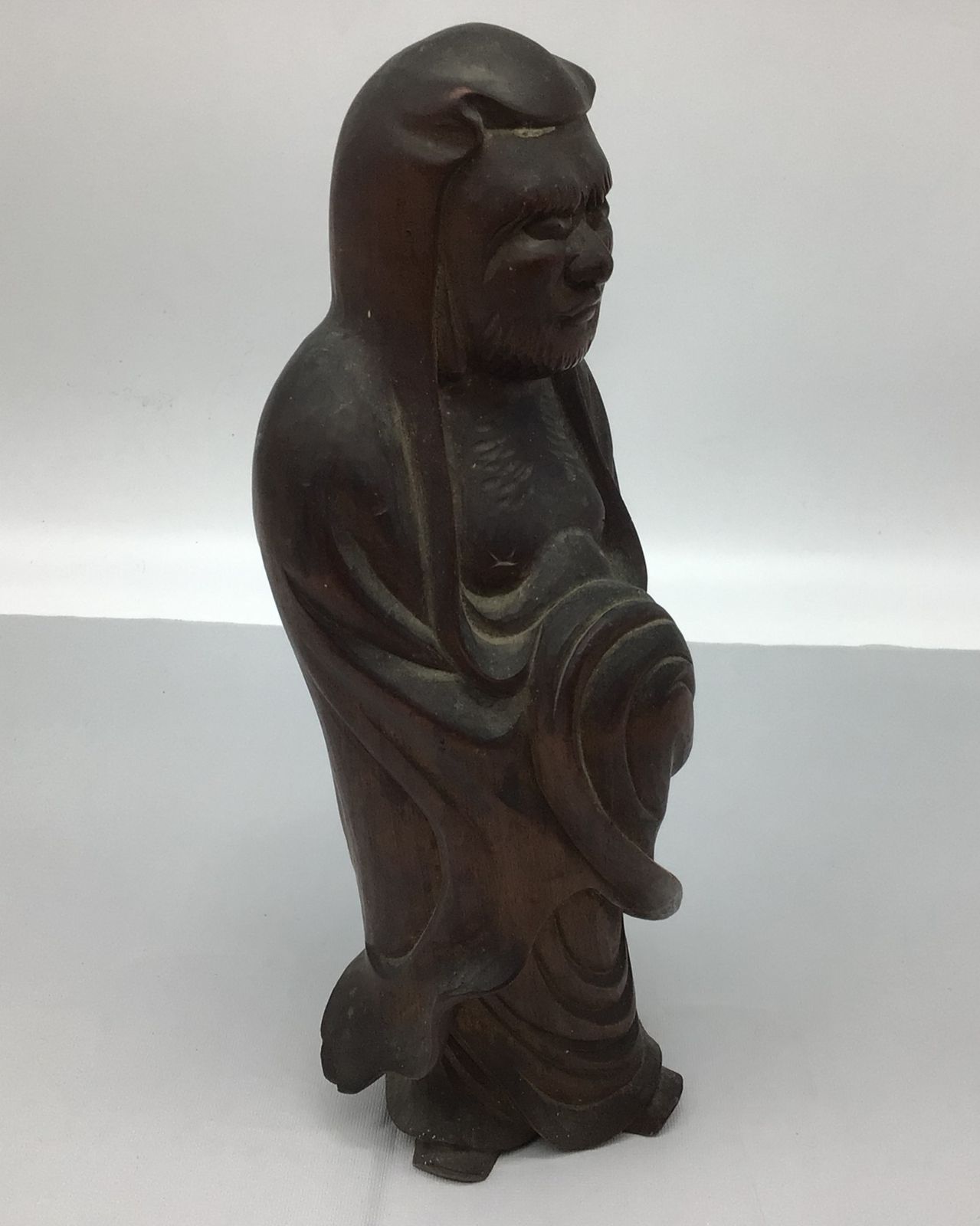 中国古美術・旧蔵寿山石田黄【観音福】像飾り・観音仏像 ・箱付
