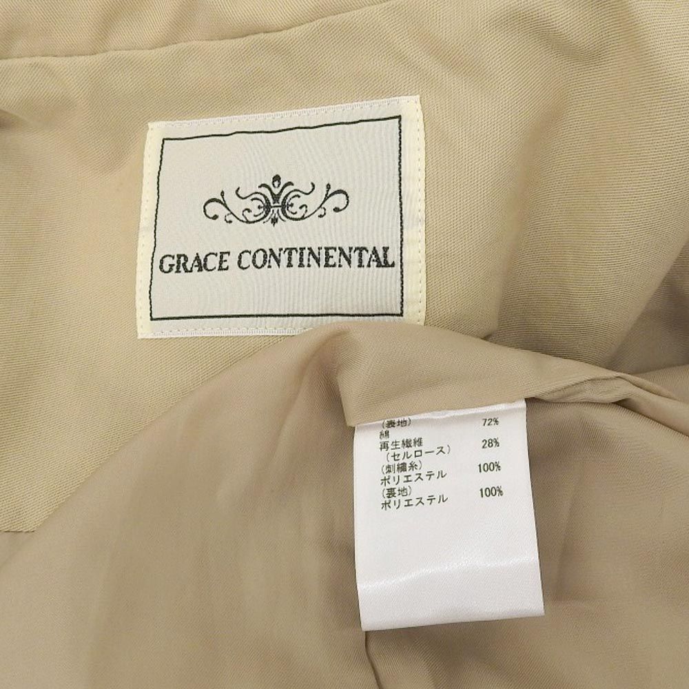 GRACE CONTINENTAL グレースコンチネンタル 美品 GRACE CONTINENTAL グレースコンチネンタル カットワーク コート フード取り外し可能 レディース ベージュ 36 21年製 36