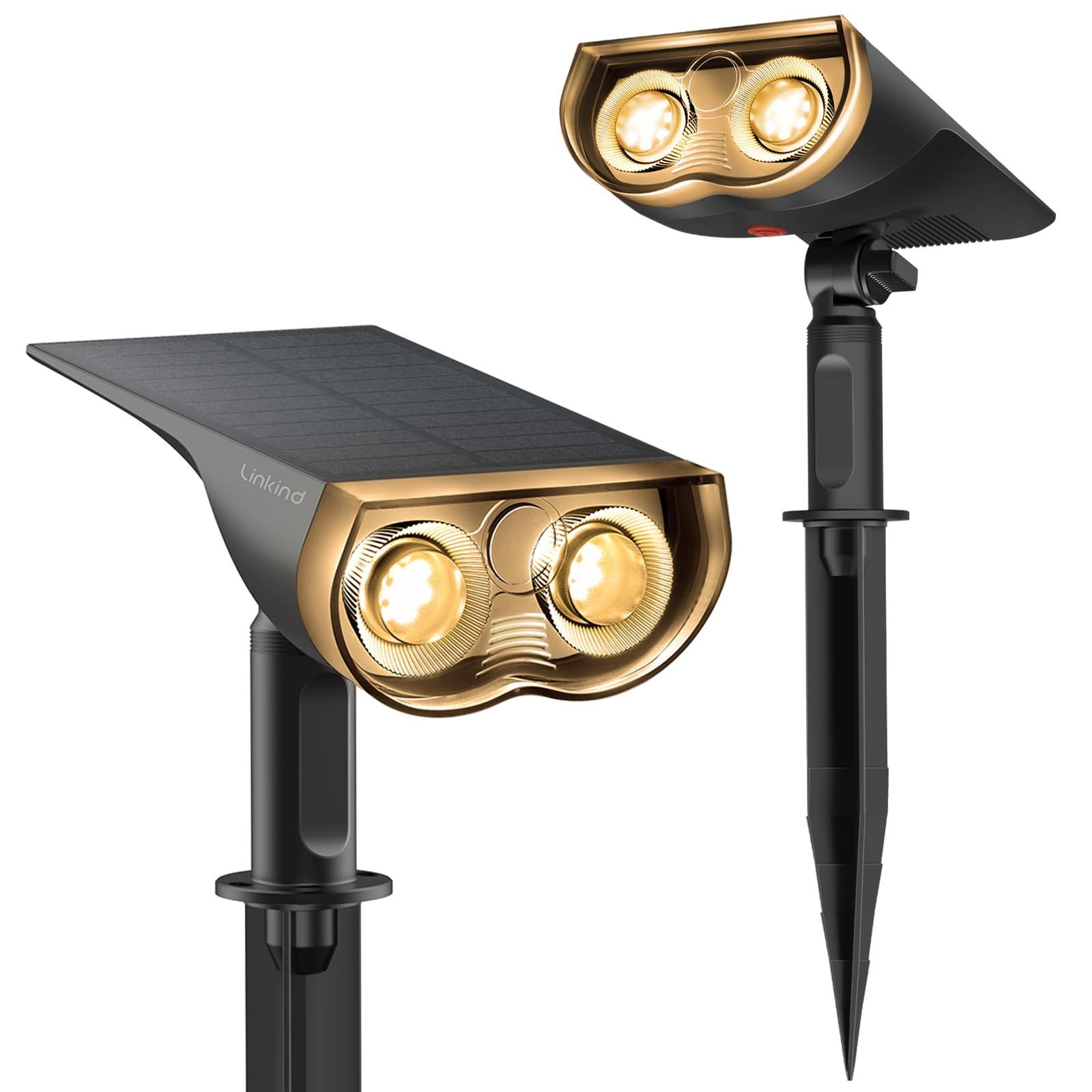 【数量限定】Linkind 昇級版ソーラーライト 屋外 光感センサーソーラースポットライト 22LEDs 自動点灯 超明るい 防犯防災 2WAY装置方法（地面挿入式、壁掛け式） IP65防水 庭園灯 駐車場 昼光色