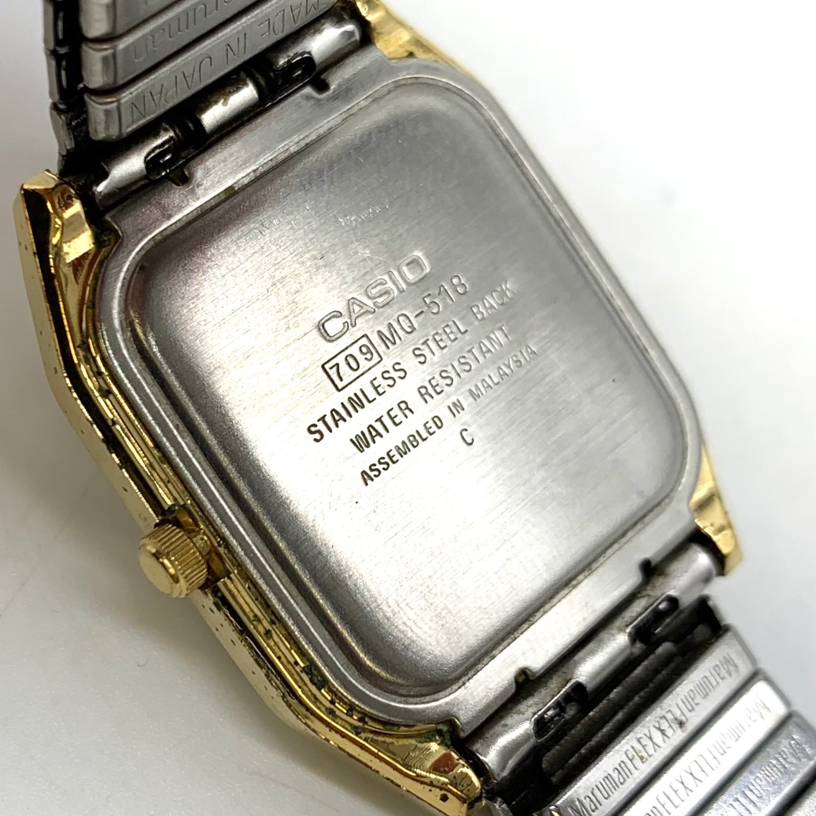 お買い得】CASIO 腕時計 MQ-518 デイデイト 伸縮ベルト - メルカリ