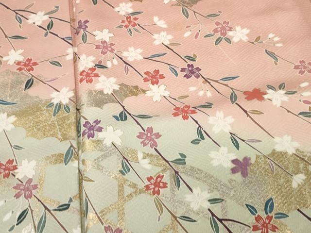 平和屋着物□訪問着 霞籬花文 暈し染め 金銀彩 正絹