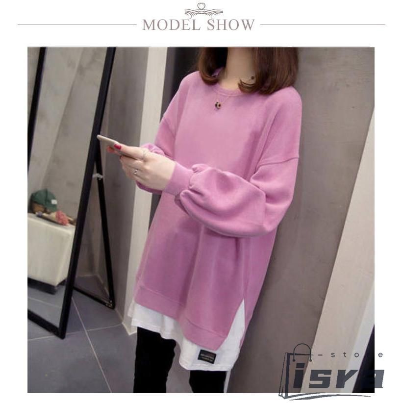 トレーナー レイヤード風 レディース ラウンドネック スウェット 体型カバー カジュアル ドッキングトップス ゆったり tシャツ長袖 レイヤード風 トレーナー レディース ゆったり ラウンドネック