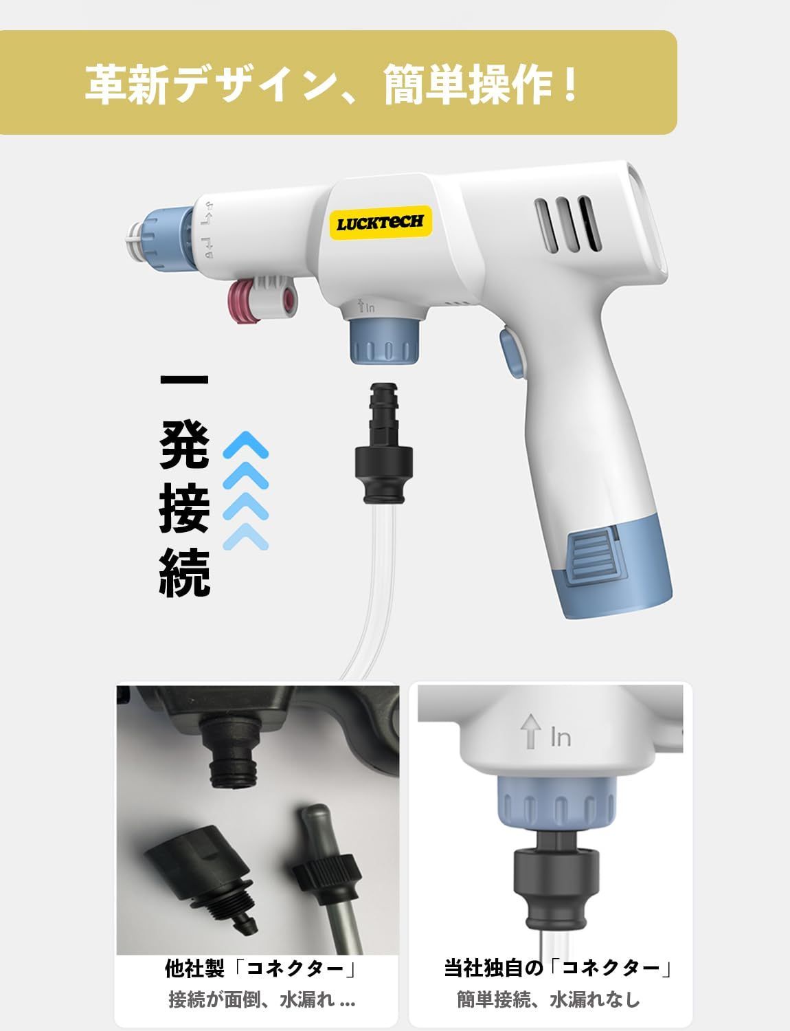 ポータブル 二つバッテリ付き 3.5MPa ペットボトル フォームノズル対応 コードレス 自吸式6in1 ノズル 小型 充電式 軽量 0.9kg 持ち運びらくらく 高圧洗浄機 バッテリー式 収納ボックス付き LuckTech 洗車 庭 階段 ベランダ掃除に WWW_KANDAIZUMI_COM