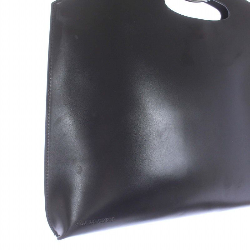 PELULU.TOKYO Flat minimal leather bag ハンドバッグ PCケース A4 レザー 黒 ブラック /TK