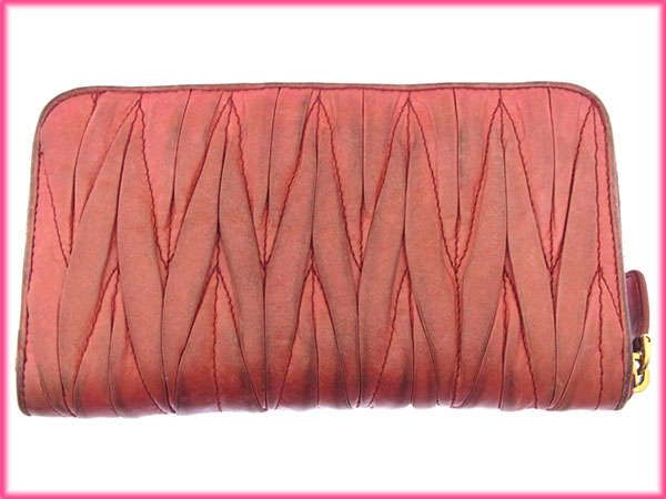 ミュウミュウ MIUMIU 長財布 マテラッセ ロゴ入り ピンク