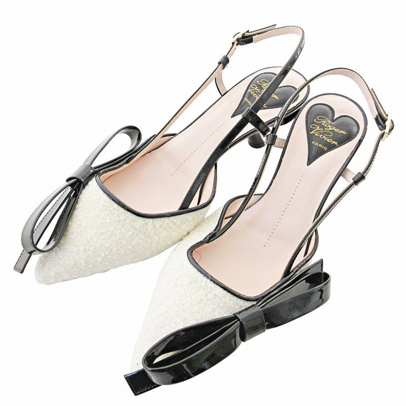 ROGER VIVIER トランペット エナメル スリングバック パンプス ベージュ Woman トランペット パテントレザー スリングバック