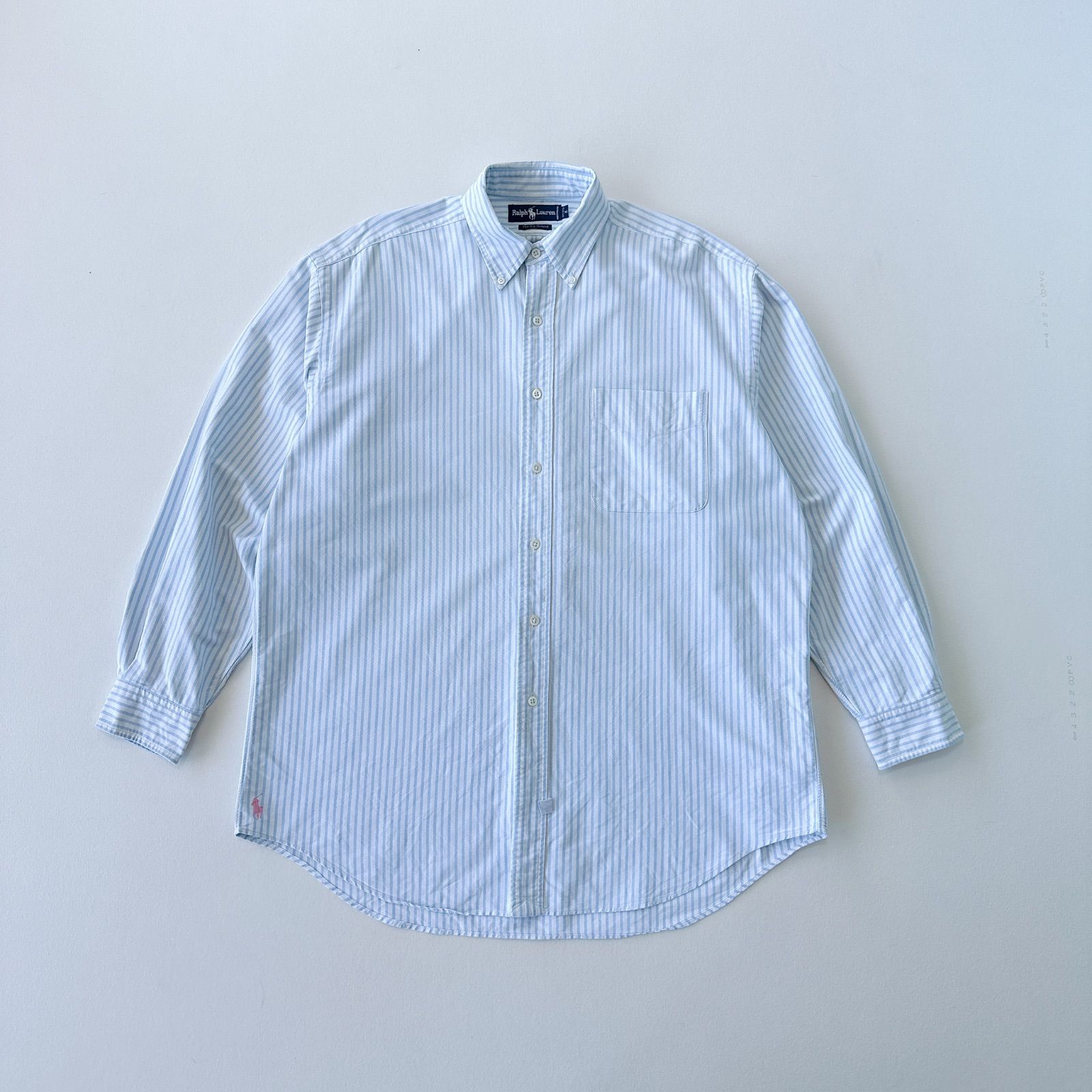 ポロ・ラルフ・ローレン ボタンダウンシャツ　裾ポニー　ビッグシャツ 90s ラルフローレン 裾ポニー 刺繍ロゴ ビッグフィット ボタン
