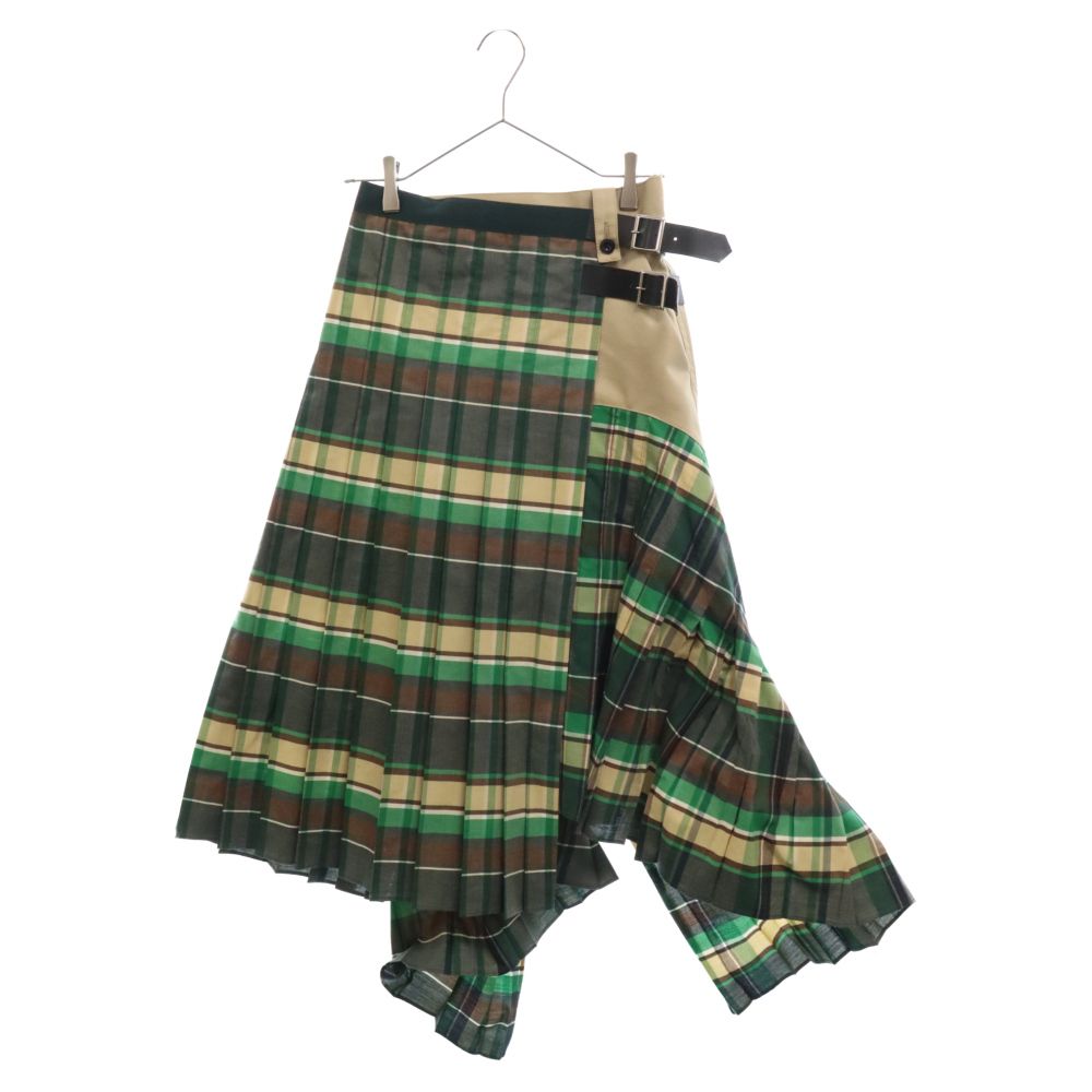 Sacai (サカイ) 19AW チェック切替ドッキング プリーツ ラップ  