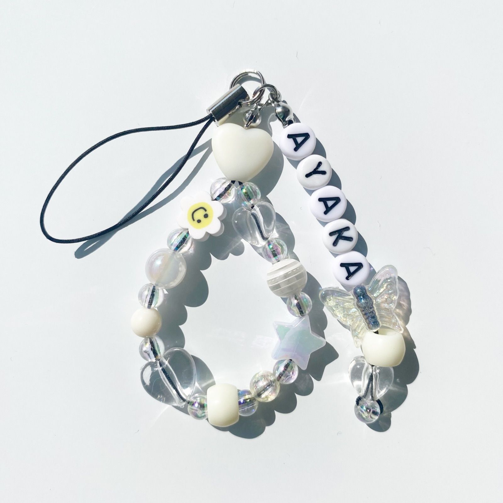 ビーズ キーホルダー ハンドメイド（220426f】ビーズ スマホ  