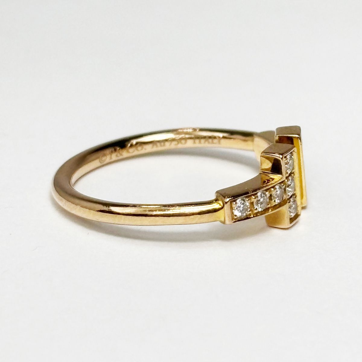 中古】 ティファニーT K18 ダイヤモンド ワイヤーリング 指輪 ローズ