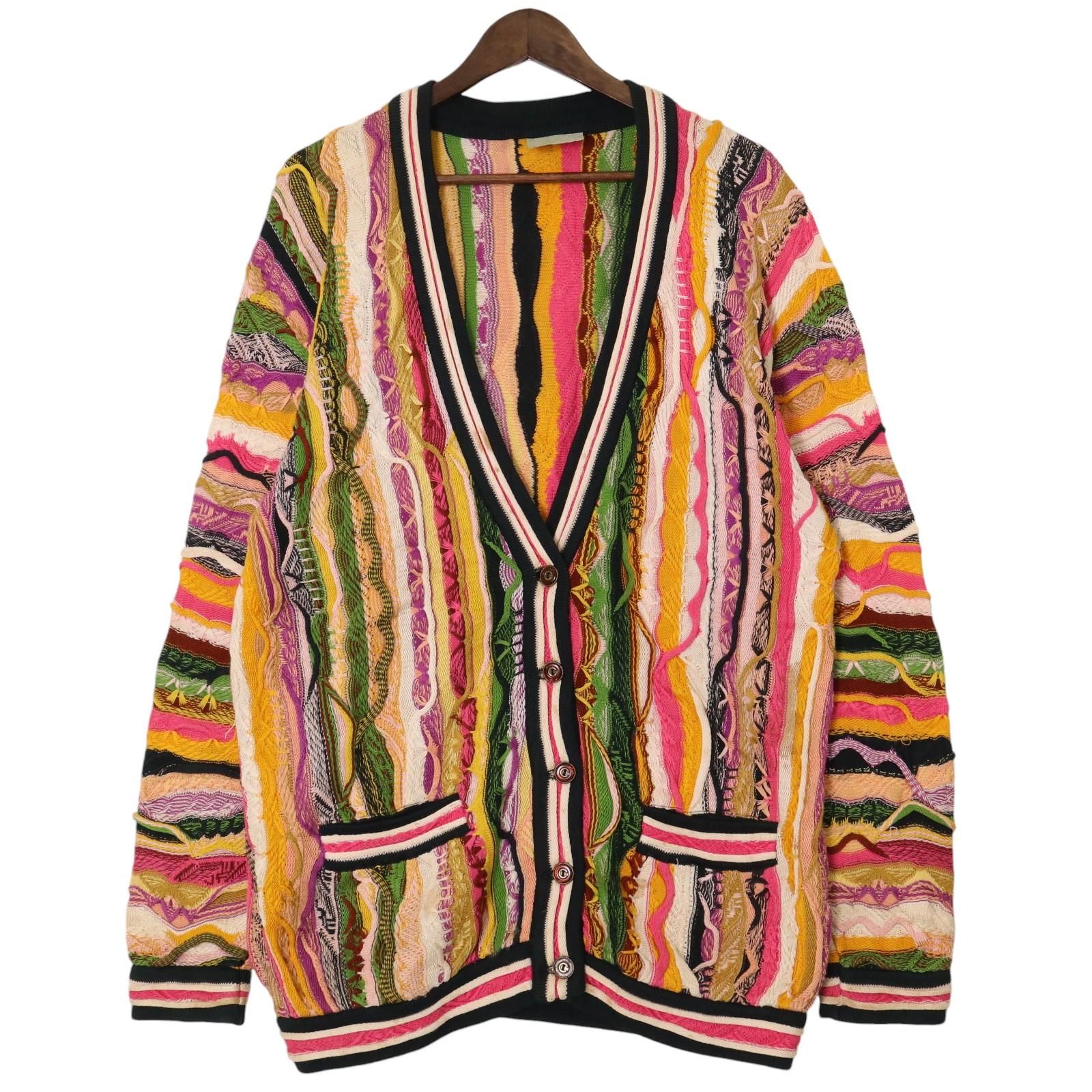 90's オーストラリア製□クージーCOOGI マルチカラー 立体編み