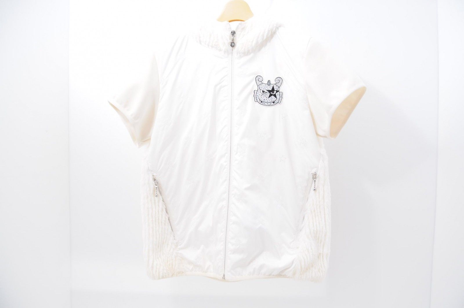 Dance With Dragon - coco 中古 ダンスウィズドラゴン DANCE WITH DRAGON レディース パーカー 3(L) 白 ホワイト 半袖 フルジップ 中古 レディース ダンスウィズドラゴン DANCE WITH DRAGON