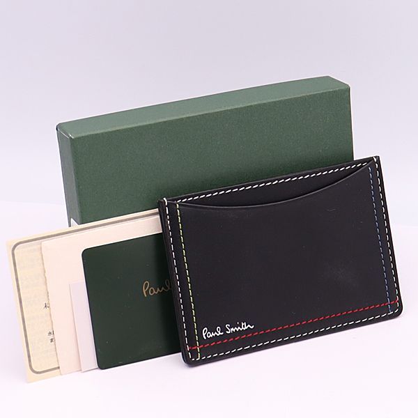 美品 箱付 Paul Smith ポールスミス 定期入れ 小銭入れ 財布 ポールスミス パスケース 定期入れ カードケース 黒(ブラック) Paul