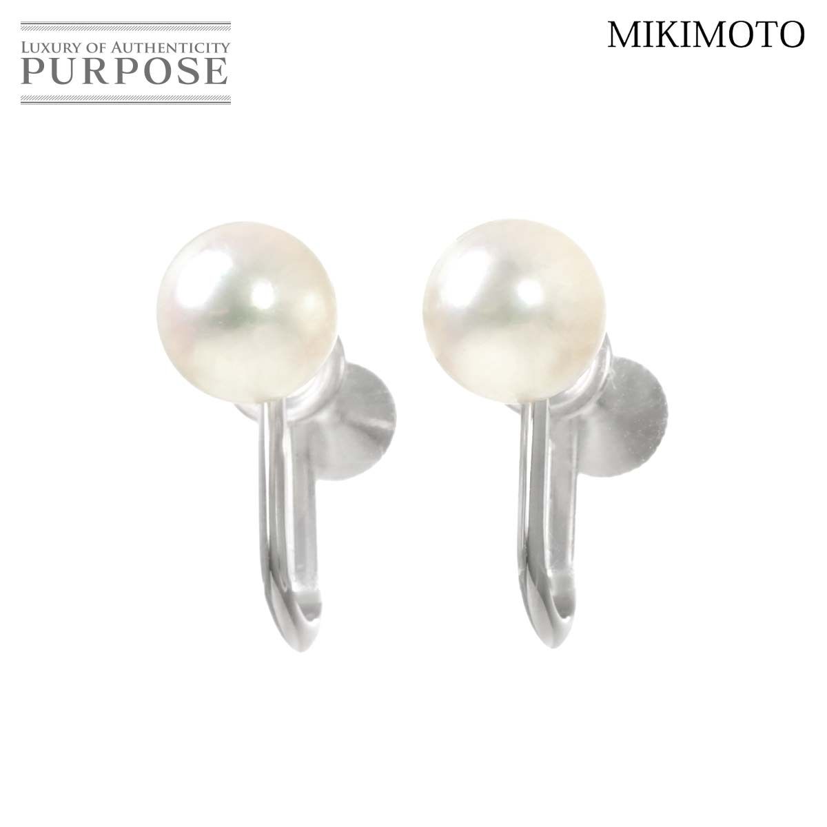 ミキモト MIKIMOTO アコヤ真珠 6.9mm イヤリング K14 WG 585