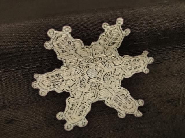 平和屋着物○訪問着 紬地 刺繍 雪華 木版染め 金糸 ゑり善