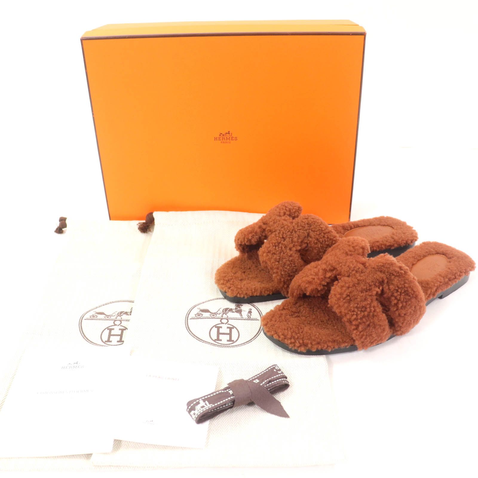 極美品☆HERMES エルメス オラン ムートン ミュール フラット