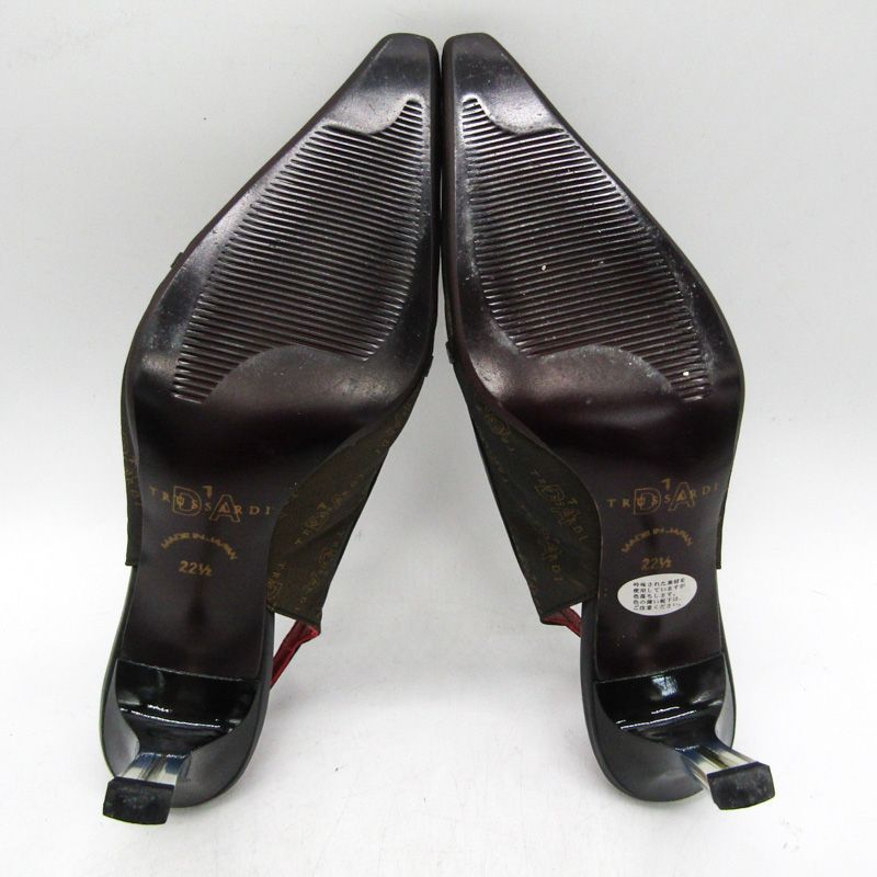 トラサルディ パンプス アンクルストラップ ブランド 靴 シューズ 日本製 レディース 22.5サイズ ブラウン TRUSSARDI 【中古】