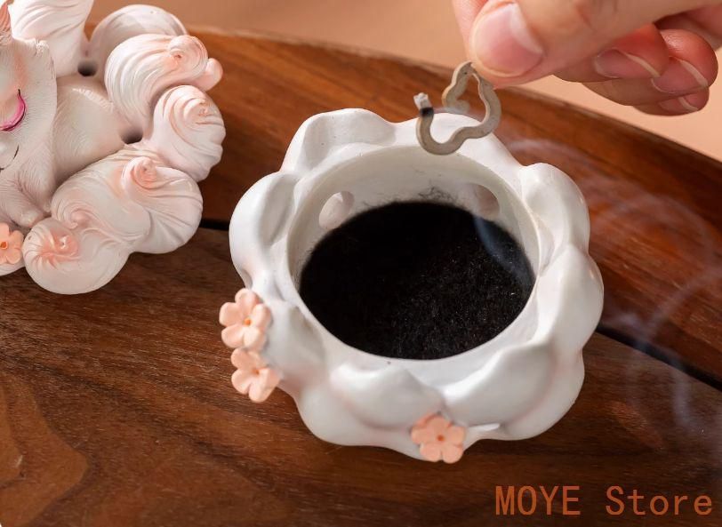 磁器 九尾狐香炉 禅意薫香炉 茶道具 香道具 装飾品 工芸品 置物