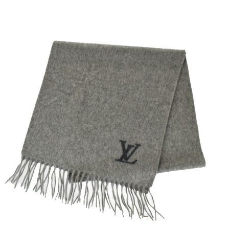 【中古】 美品 ルイヴィトン LOUIS VUITTON マフラー グレー カシミヤ 100% 33ML938