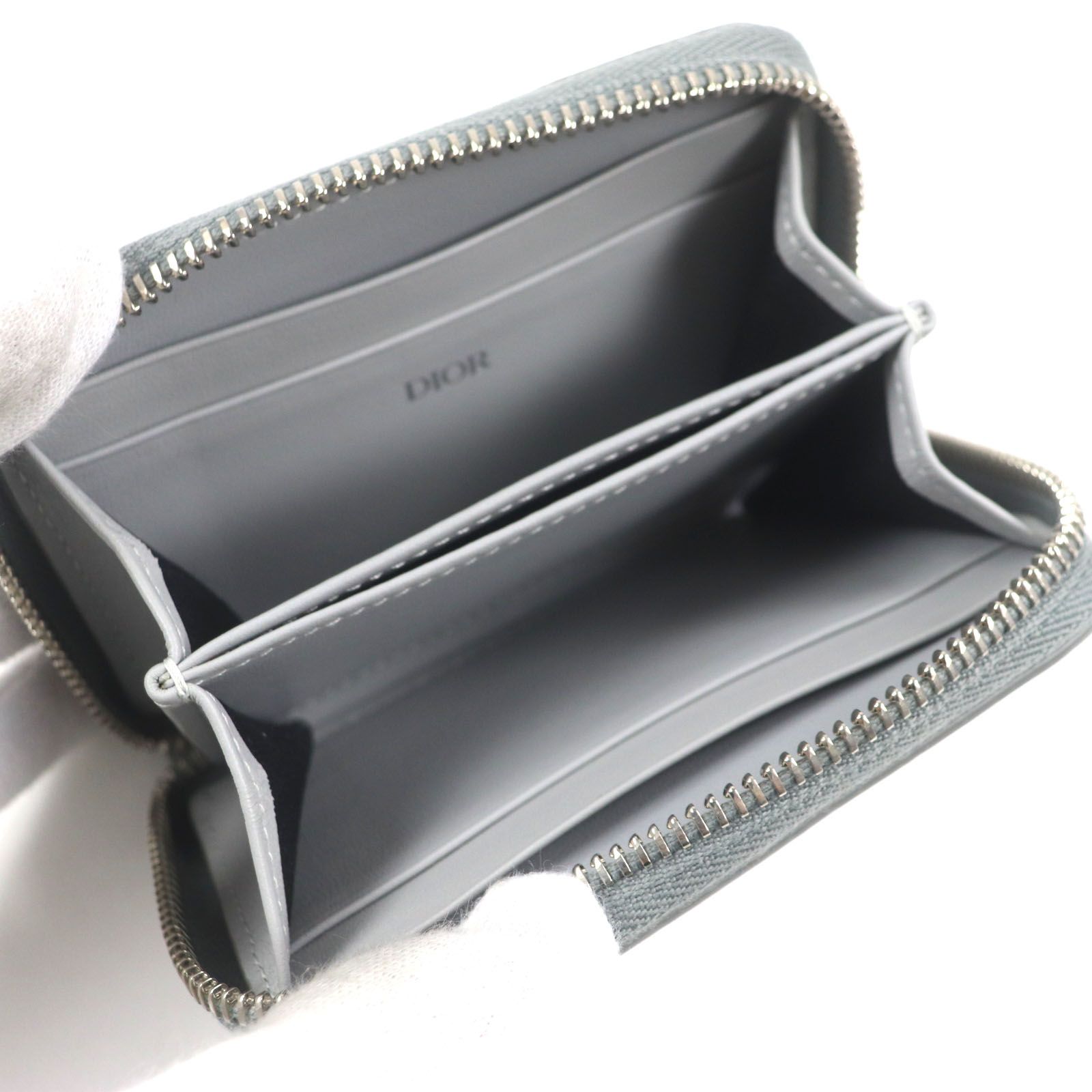 ディオール グレー キルティング コインケース DIOR | Lady Dior Voyageur ジップコインケース スモール