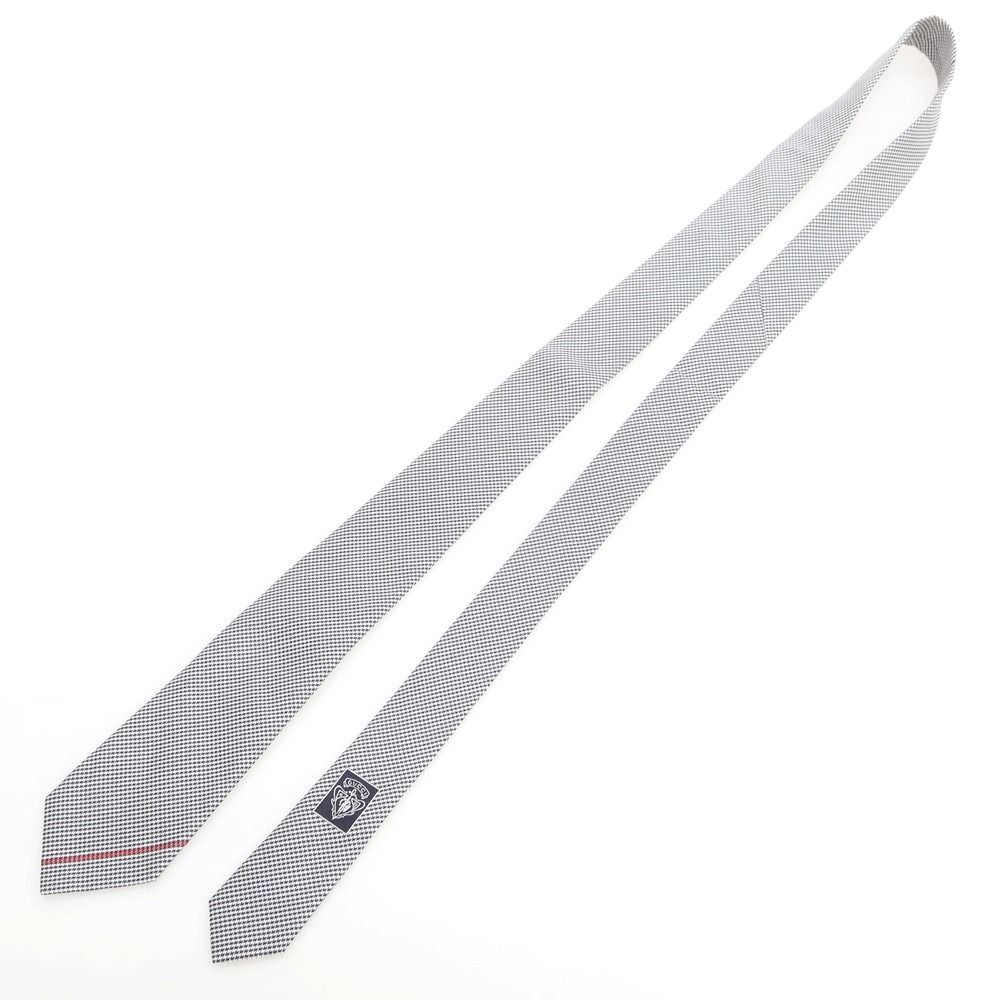 グッチ GUCCI シルクコットン ハウンドトゥース柄ネクタイ ダークネイビーxホワイト メンズ