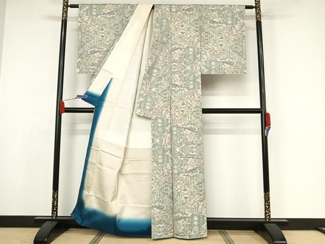 平和屋着物○本場大島紬 白大島 緯総絣 草花文 正絹 逸品 AAAZ3081np