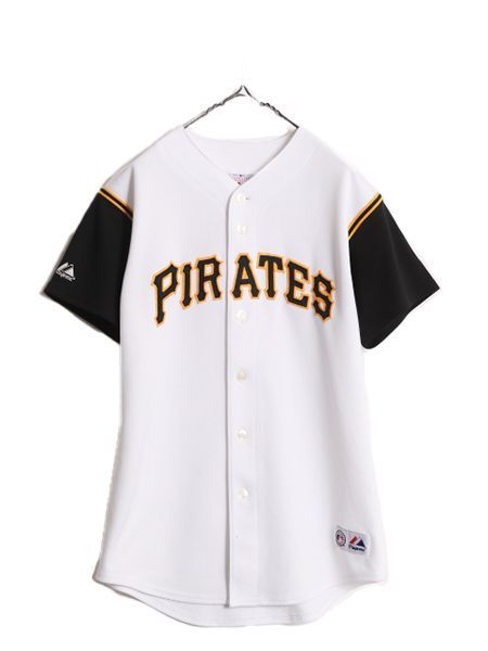 なクーポン配布中! MLB オフィシャル Majestic パイレーツ ベースボール シャツ メンズ M 程 古着 ユニフォーム ゲームシャツ メジャーリーグ 半袖シャツ 野球