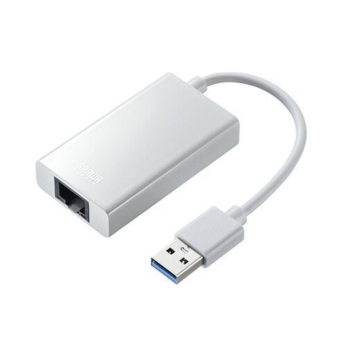 サンワサプライ USB3.1-LAN変換アダプタ USB-CVLAN3W ホワイト 1個ＵＳＢ３．１ポートをギガビット対応ＬＡＮポートに変換。有線ＬＡＮポートを搭載していないパソコンでも高速ネットワーク通