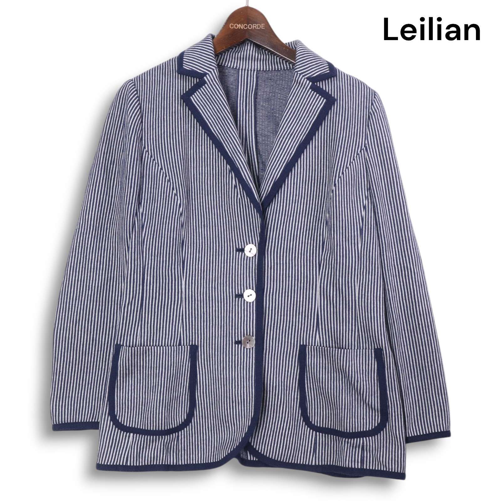 Leilian レリアン 春夏 ロロピアーナ☆ 麻 リネン ストライプ