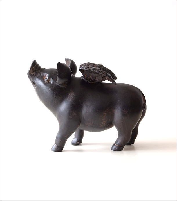 Aynsley花柄 ぶたの置物 ぶた 置物 置き物 雑貨 豚 ブタ 天使 羽