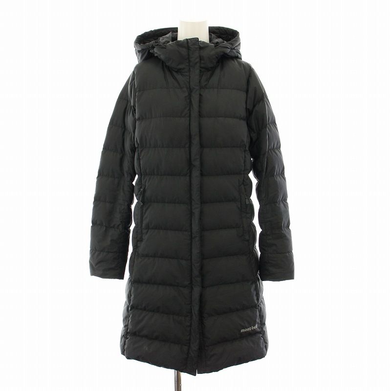 モンベル Montbell トラベルダウンロングコート アウター フード M 黒