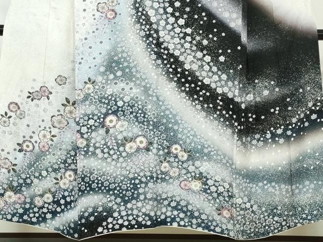 平和屋着物●訪問着　辻が花　暈し染め　銀通し地　やまと誂製　正絹　逸品　DAAY5389ud 平和屋着物○訪問着 辻が花 暈し染め 銀通し地 やまと誂製 正絹 逸品