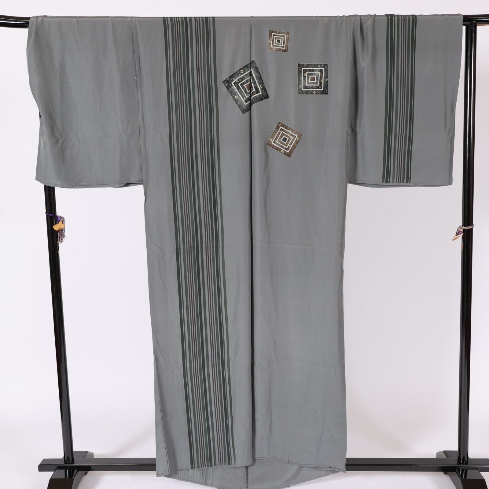男長襦袢 み仕立て グレー 黒 グリーン 紫 縞 B397