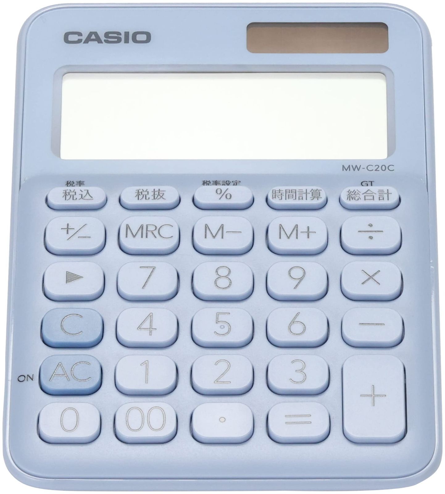 カシオ MW-C20C-LB-N ペールブルー カラフル電卓 12桁 ミニジャスト 