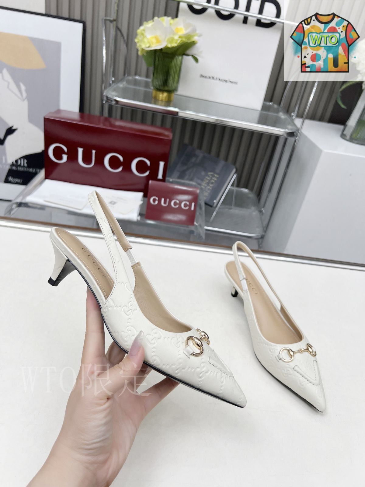GUCCI ハイヒール　美品 GUCCI - □希少□ GUCCI ハイヒール 本革 GG柄 シェリーライン