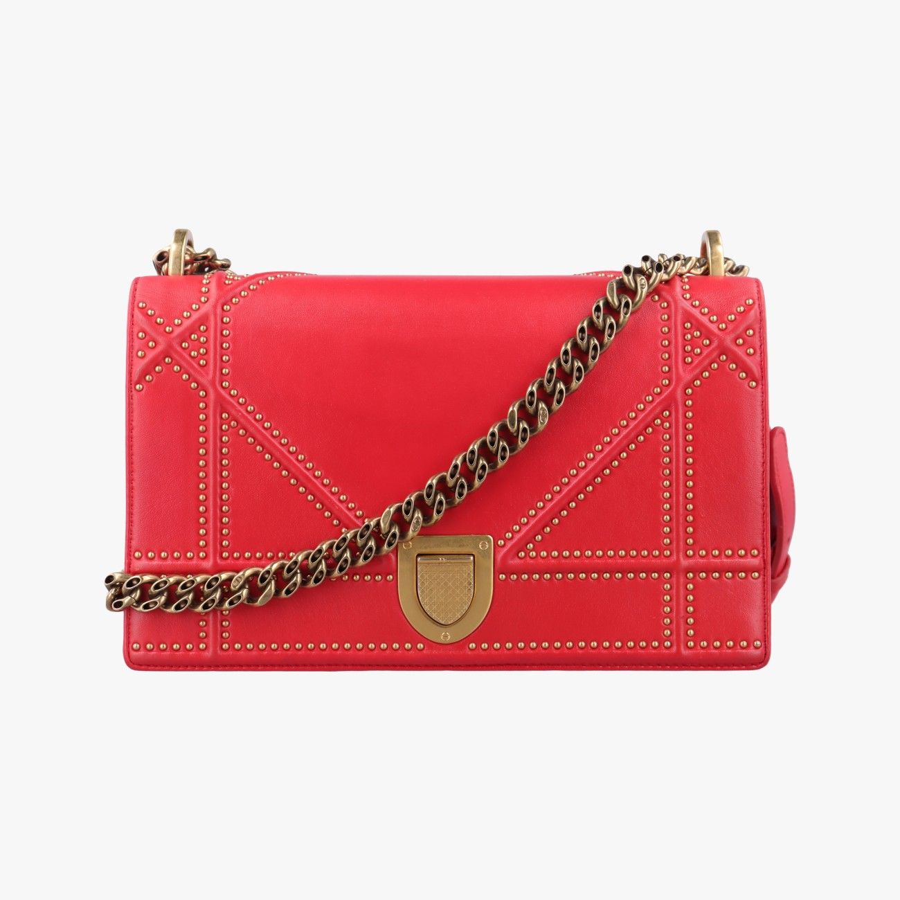 クリスチャンディオールChristian Diorディオラマレッドレザー09