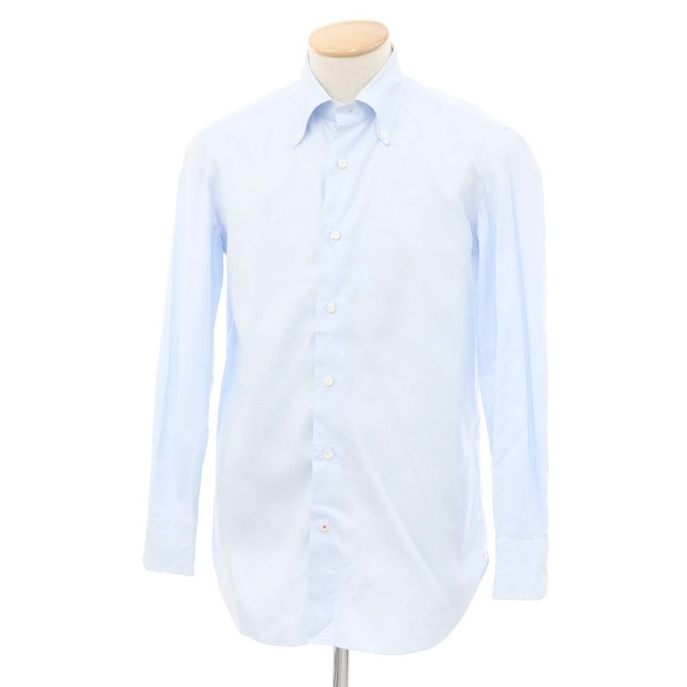 【中古】イザイア ISAIA コットン ボタンダウン ドレスシャツ ライトブルー【サイズ表記なし（S位）】【メンズ】